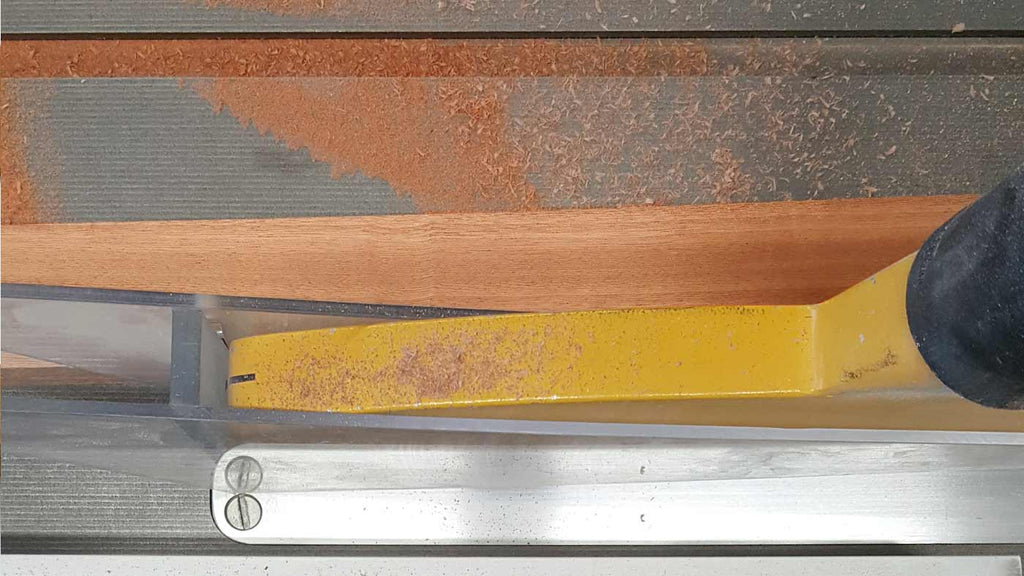 Red Salepe sawdust on the table saw