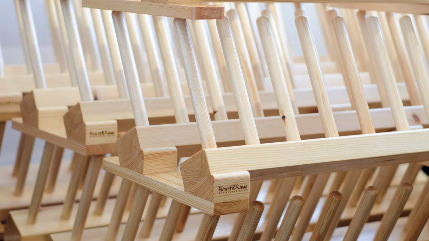 A stack of School Welly Boot Racks ready for delivery