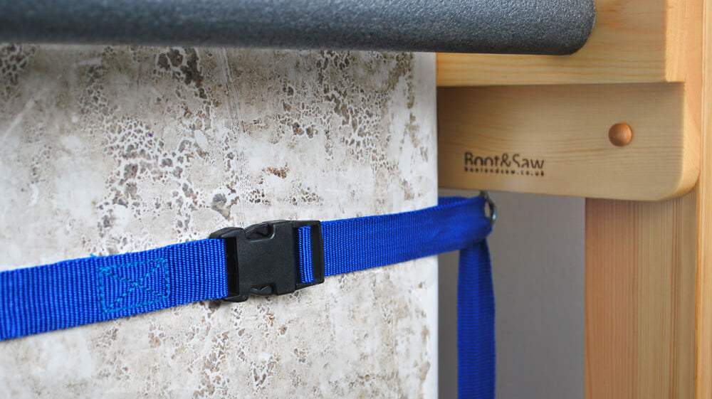 Wooden Surfboard Rack straps to hold surf boards