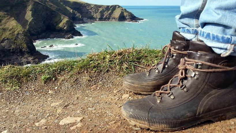 Walking in Viking Dryboot walking boots at Port Isaac