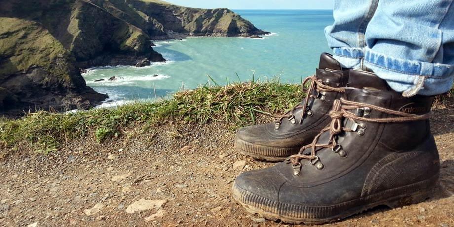 Walking in Viking Dryboot walking boots at Port Isaac