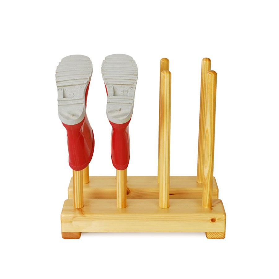 Kids wooden welly rack for 4 pairs of childrens boots