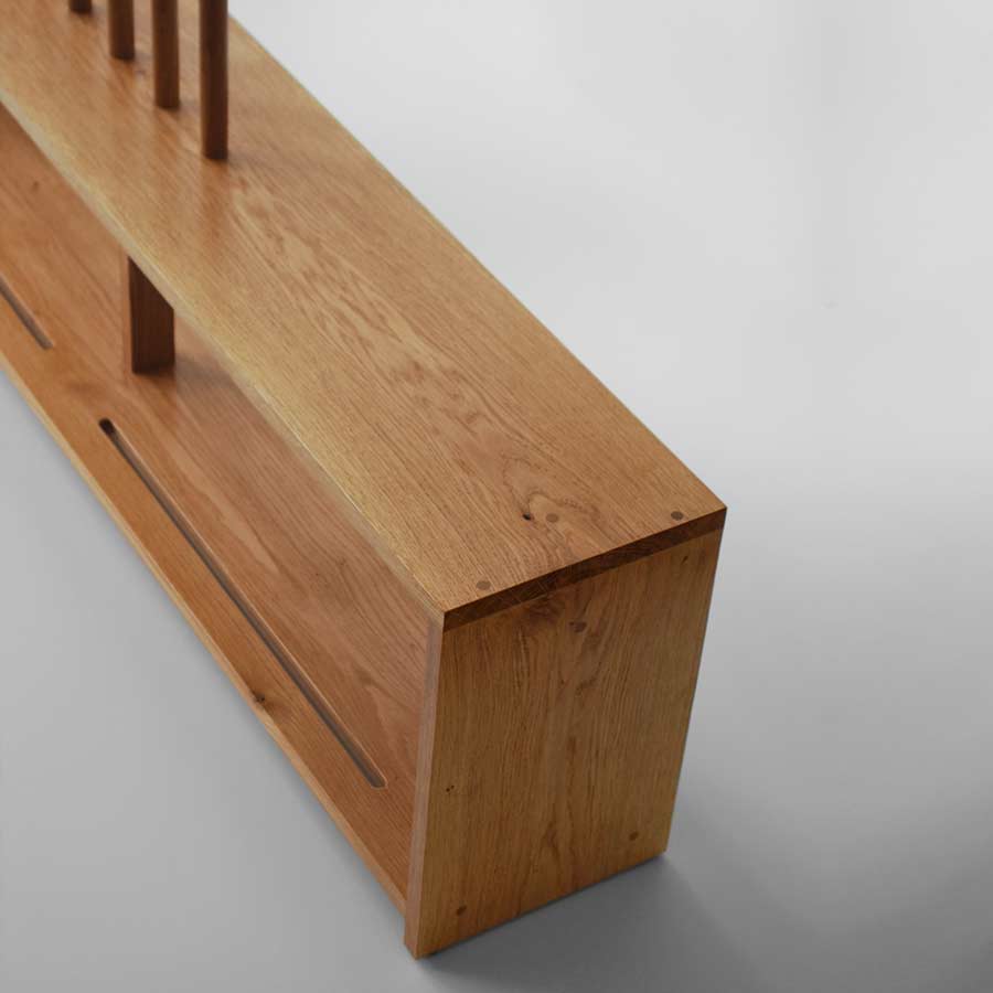 Welly and Shoe Rack with seat in solid Oak