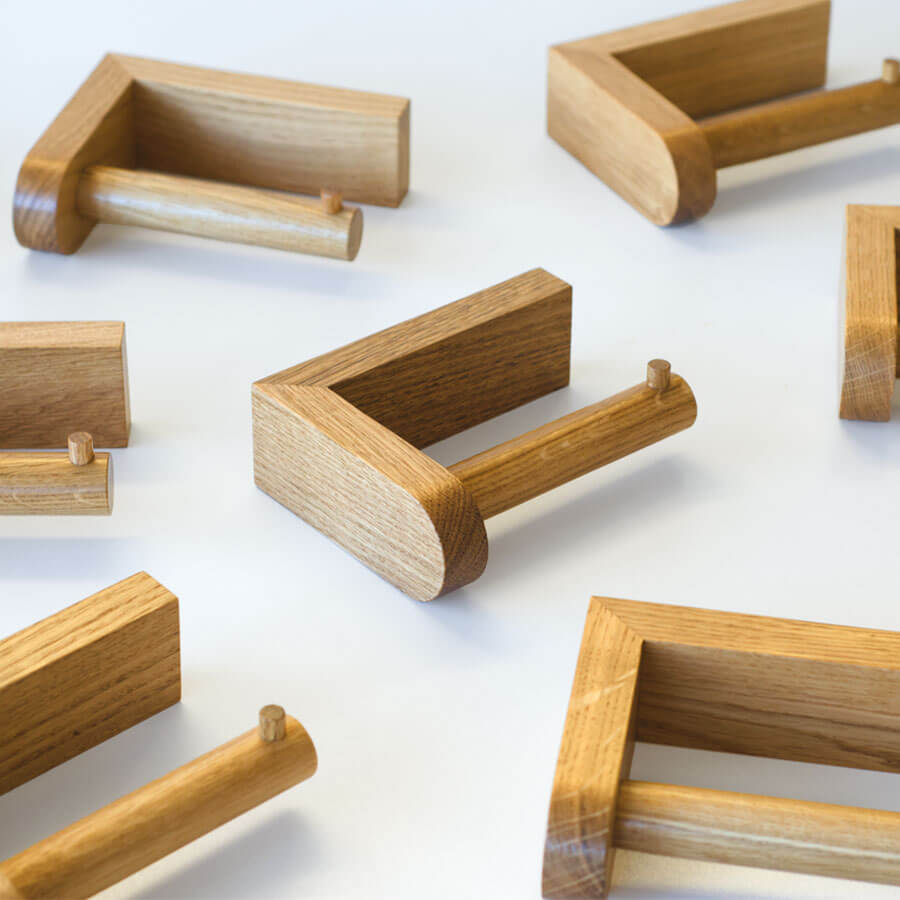 Oak Toilet Roll Holders handmade in UK