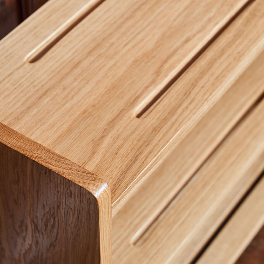 Close up of the Oak Shoe Rack