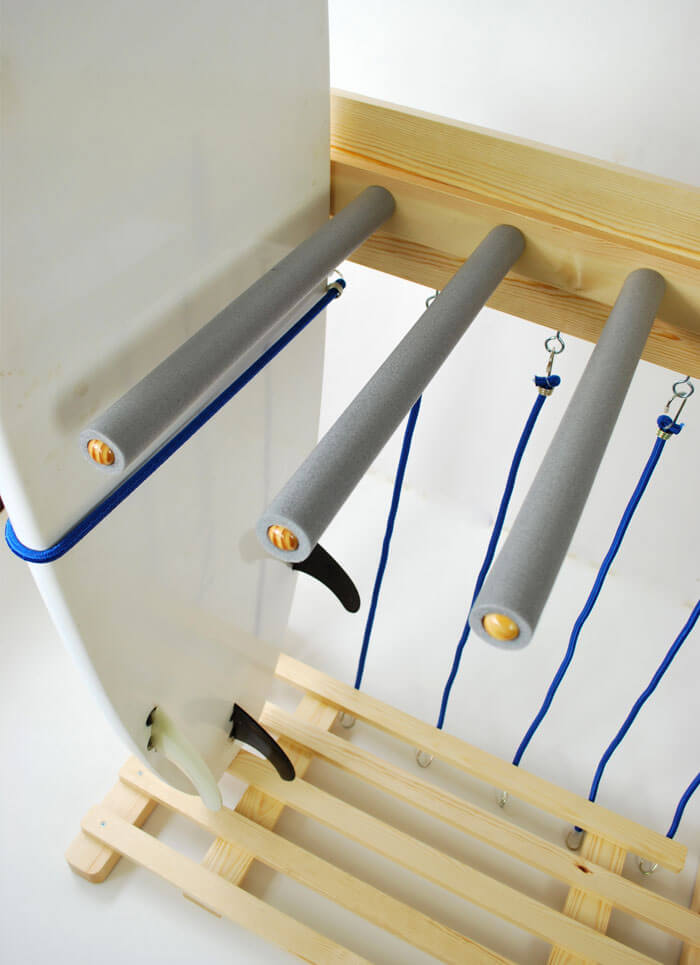 Wooden Surf Board Rack in use. Surfboard Racks for your quiver.