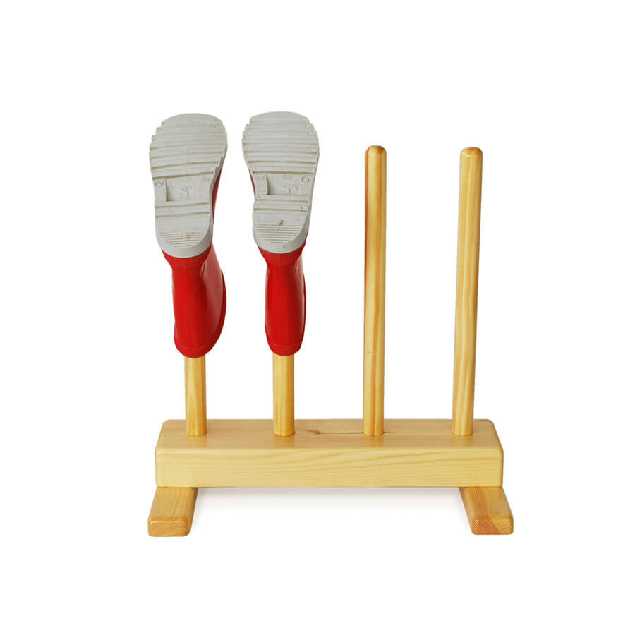 Kids wooden welly rack for 2 pairs of childrens boots