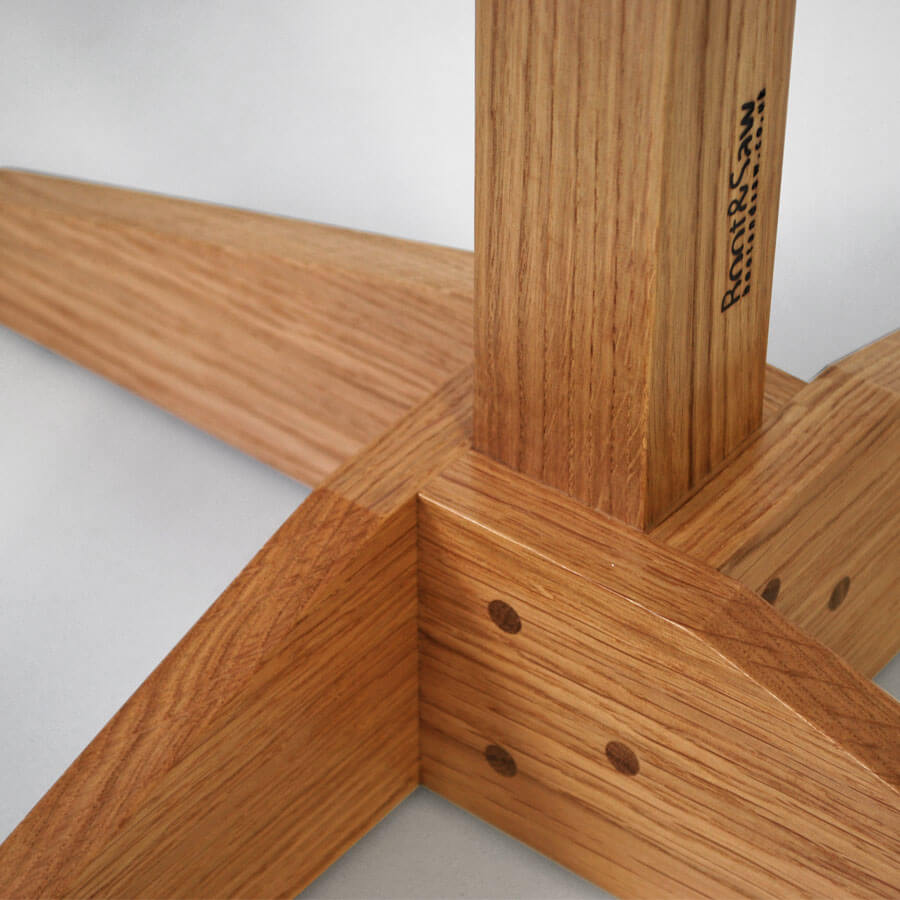 Oak Coat Stand base in detail