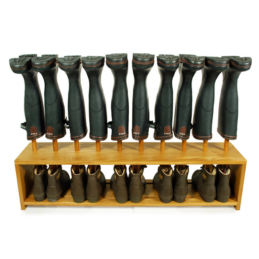 Oak Shoe and Boot Rack for 5 pairs of wellingtons and shoes