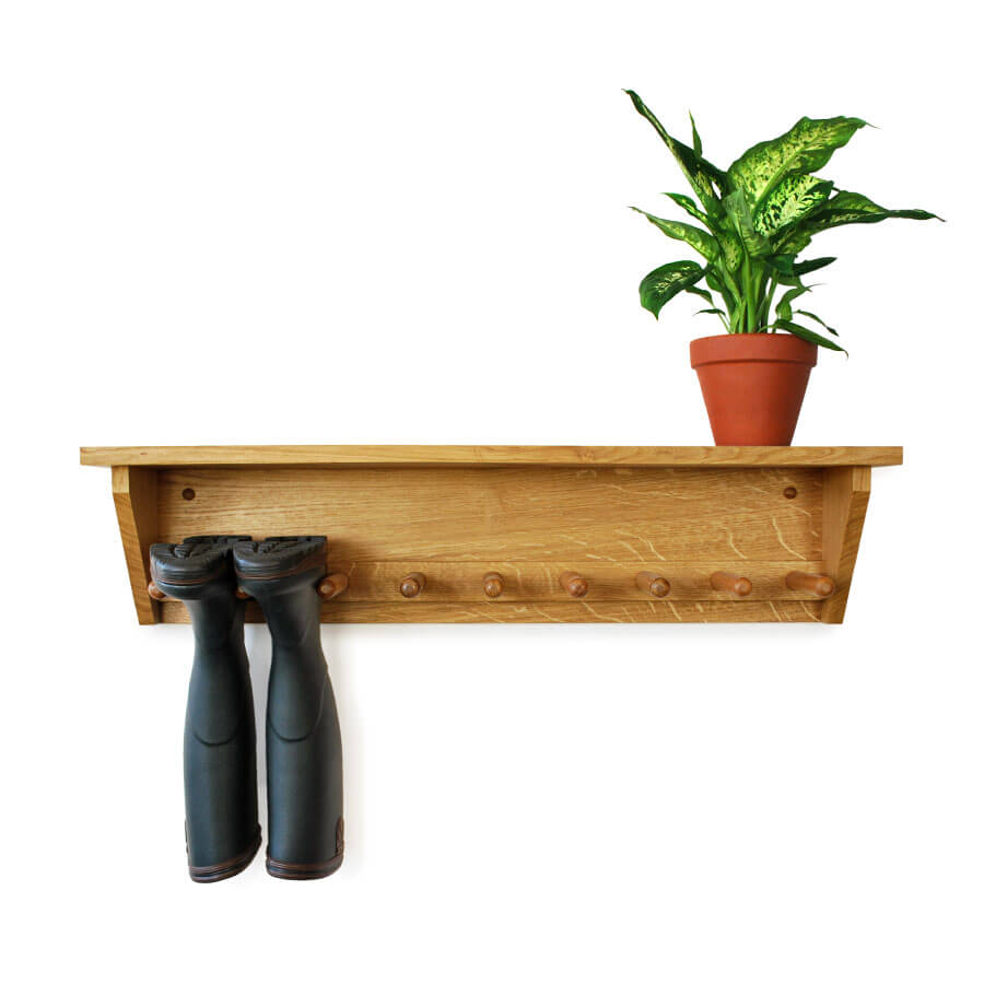 Oak Wall Hanging Welly Rack for 4prs of boots Boot & Saw