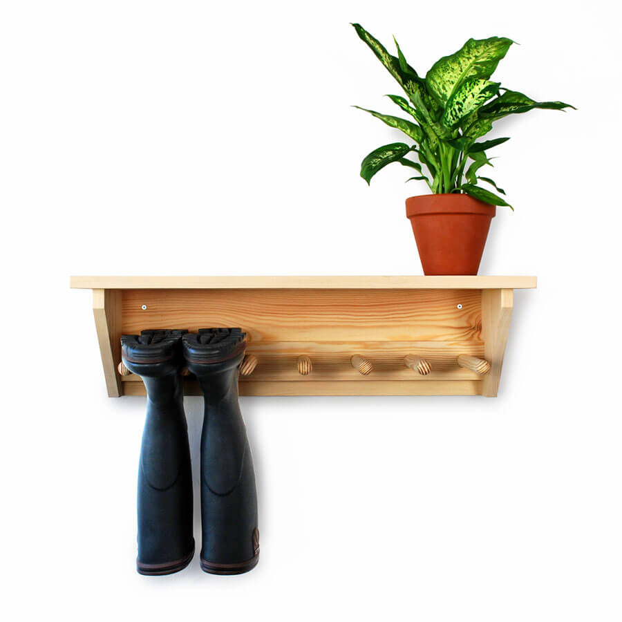 Pine Wall Hanging Welly Rack for 3 pairs of wellingtons