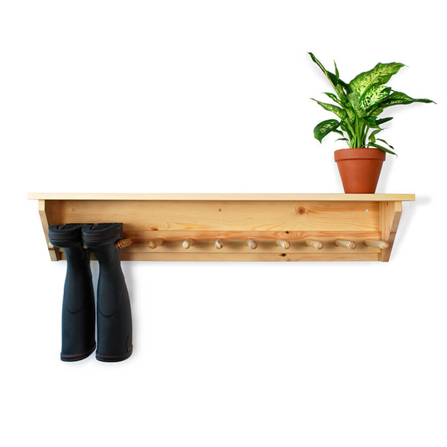 Pine Wall Hanging Welly Rack for 5 pairs of wellingtons