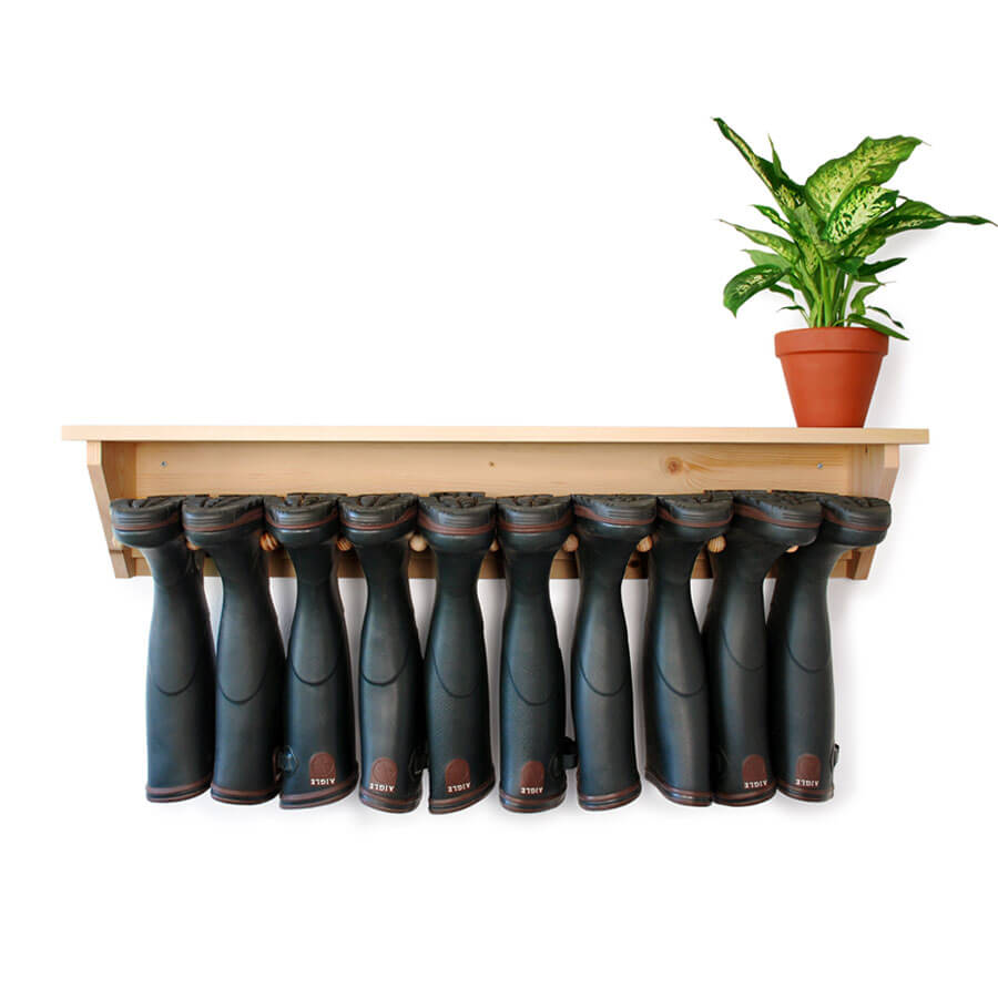 Wooden Wall Hanging Welly Rack for 5 pairs of boots