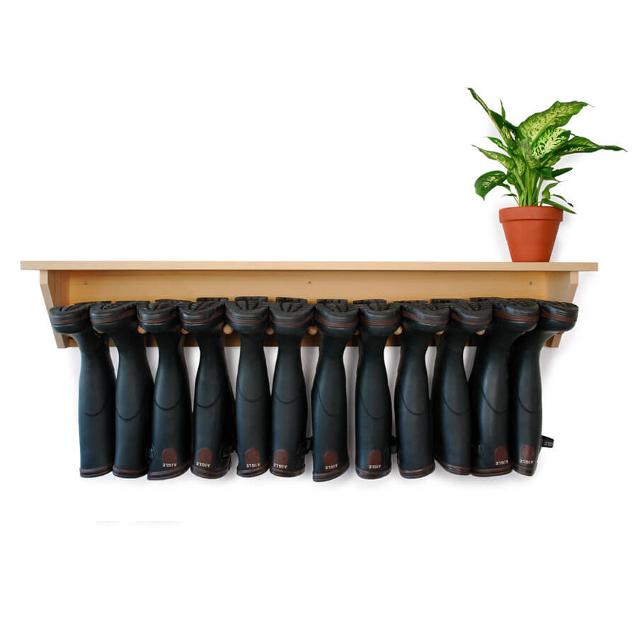 Wooden Wall Hanging Welly Rack for 6 pairs of boots