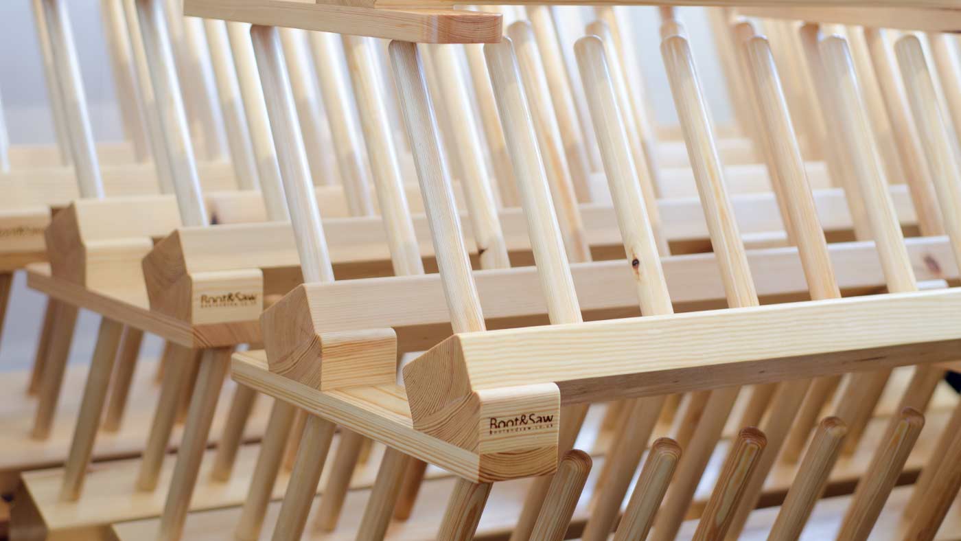 A stack of School Welly Boot Racks ready for delivery