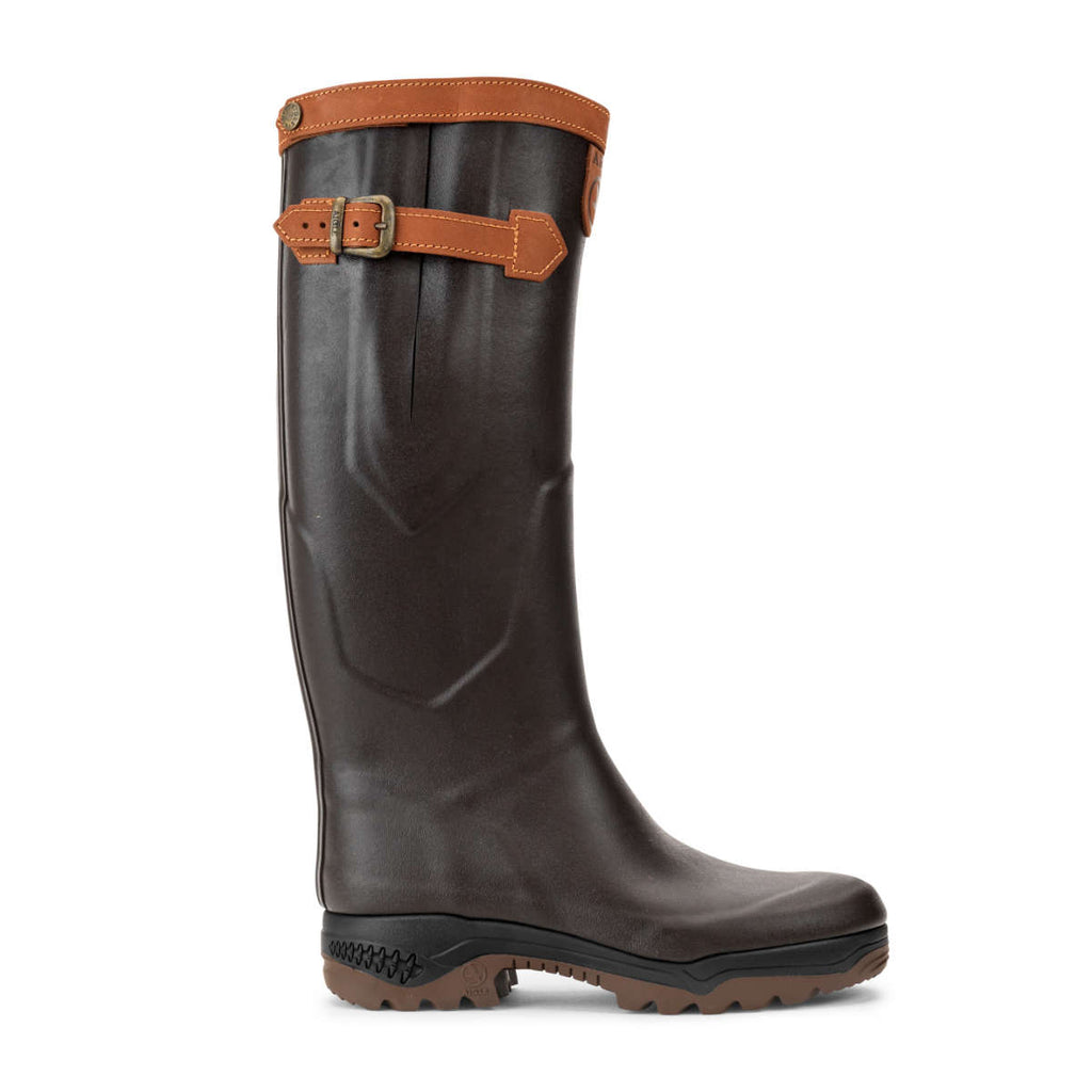 Aigle Parcours Signature leather lined wellingtons boots in dark brown