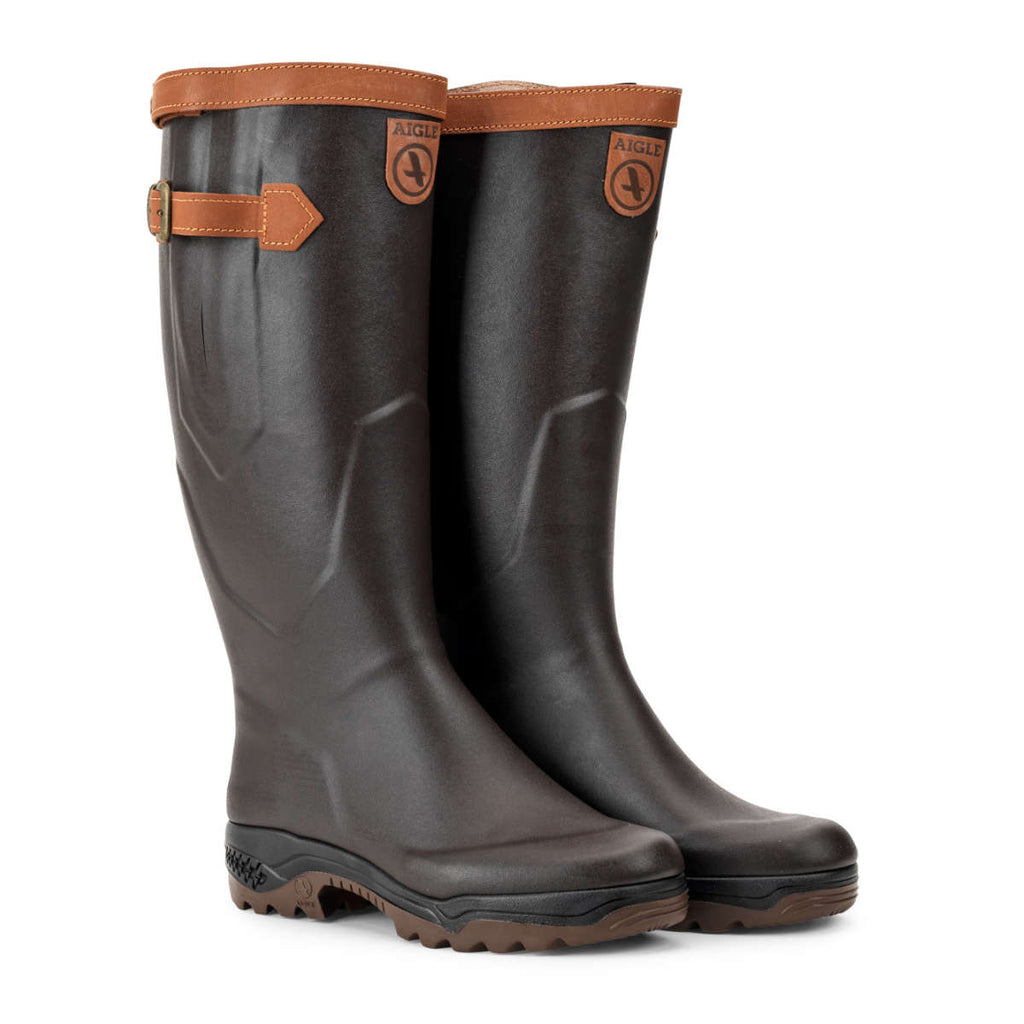 Aigle Parcours Signature in Brun. Leather lined wellingtons