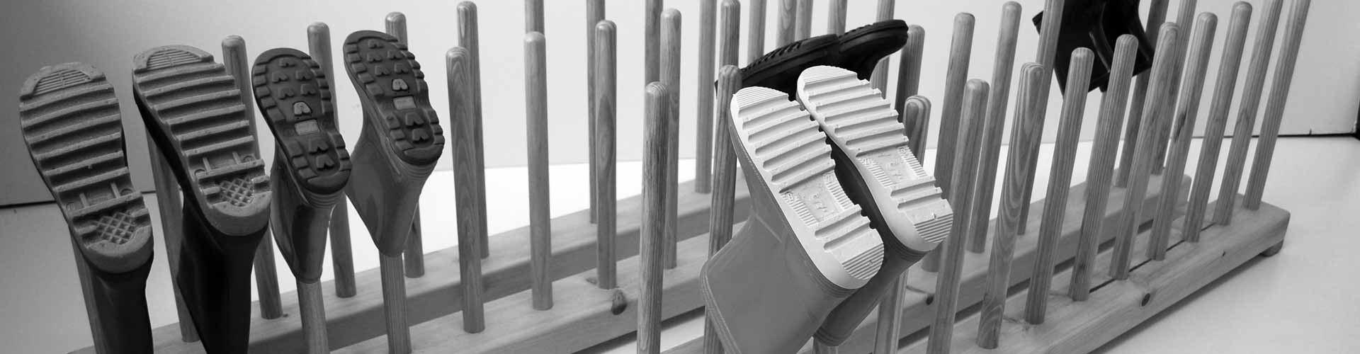 School and nursery boot racks in use