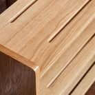 Close up of the Oak Shoe Rack