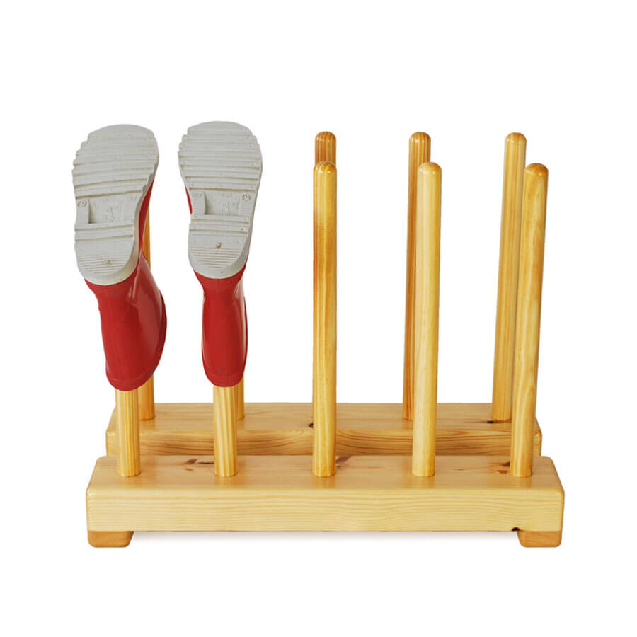 Kids wooden welly rack for 5 pairs of childrens boots