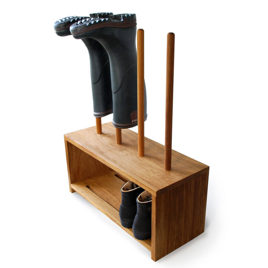 Oak Welly And Shoe Rack. Storage for 2 pairs of wellies and shoes