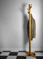 Oak Coat Tree Coat Stand in use