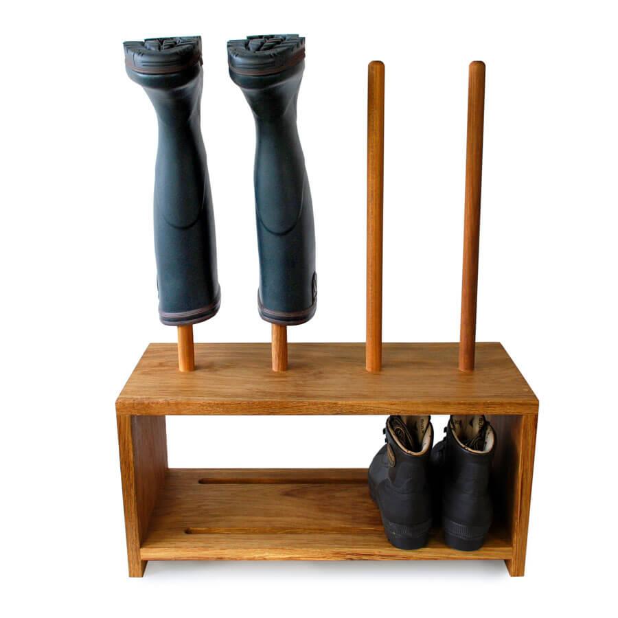 Oak Shoe and Boot Rack for 2 pairs of wellies and shoes