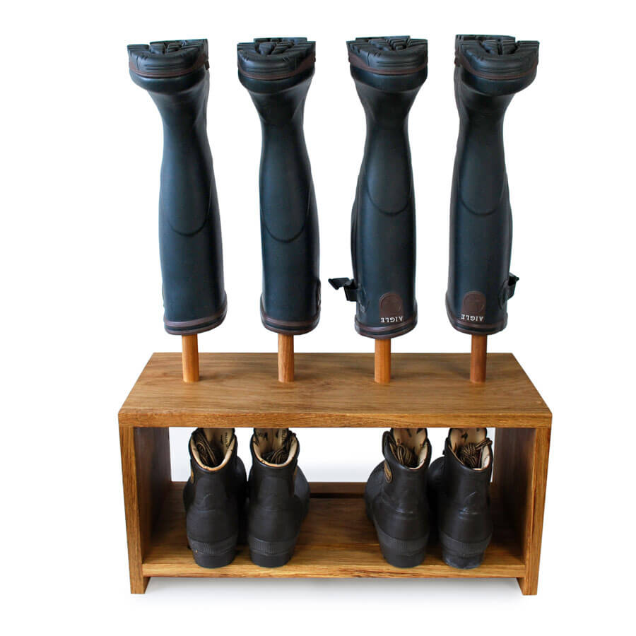 Oak Shoe and Boot Rack for 2 pairs of wellingtons and shoes