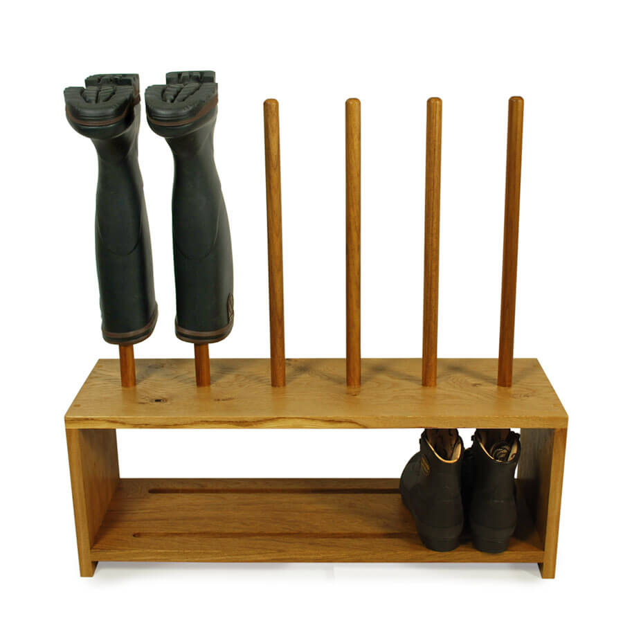 Oak Shoe and Boot Rack for 3 pairs of wellies and shoes