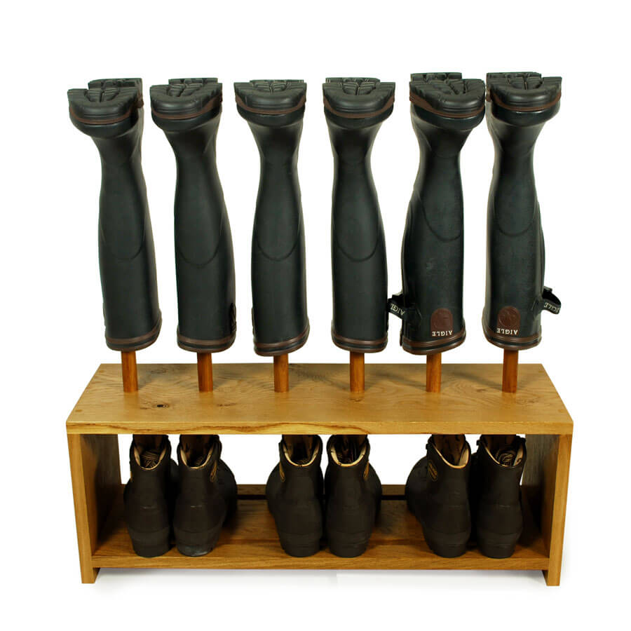 Oak Shoe and Boot Rack for 3 pairs of wellingtons and shoes