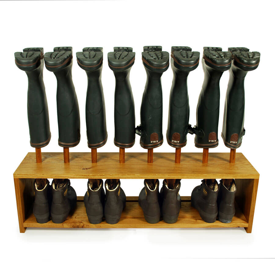 Oak Shoe and Boot Rack for 4 pairs of wellingtons and shoes