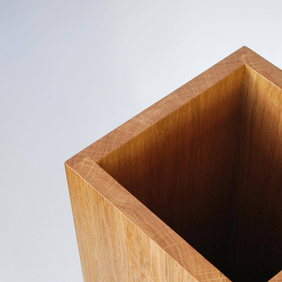 Jointing detail on Oak Umbrella Stand