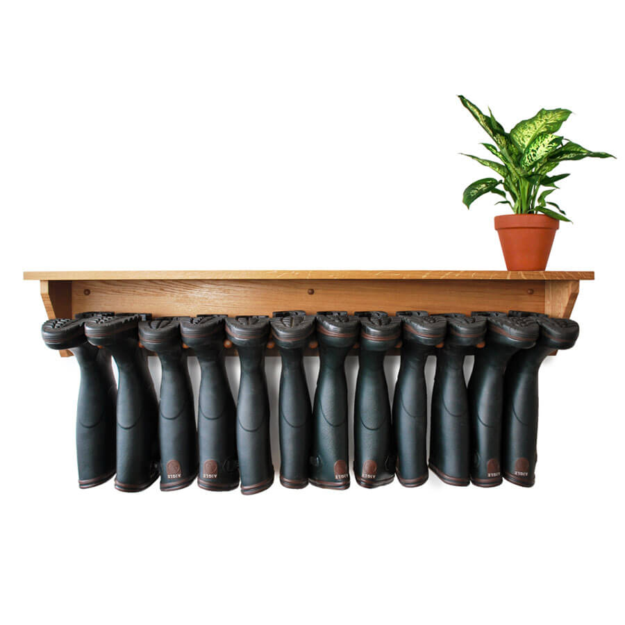 Oak Wall Mounted Welly Rack for 6 pairs of boots