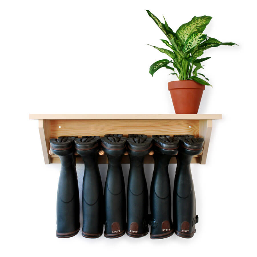 Wooden Wall Hanging Welly Rack for 3 pairs of boots