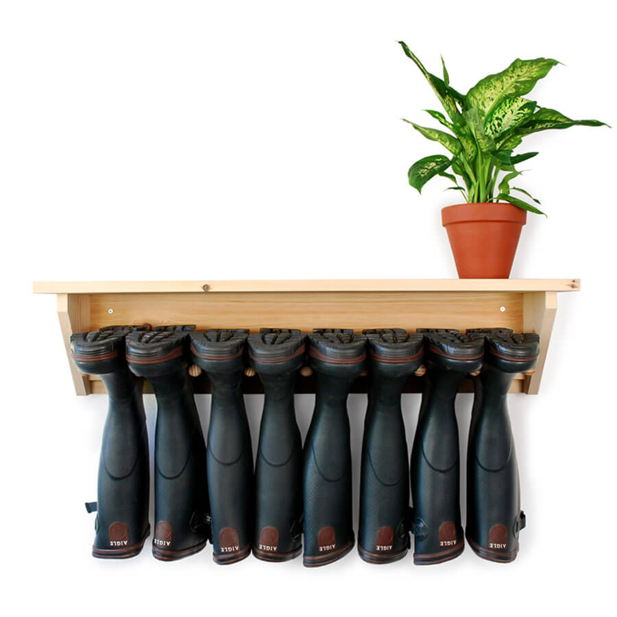 Wooden Wall Hanging Welly Rack for 4 pairs of boots