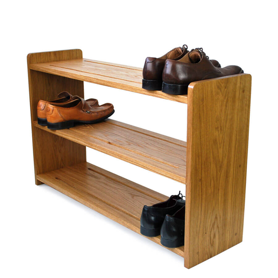 Oak Shoe Rack with three shoe shelves